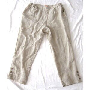 Fridaze Linen Redefined Pants Tan Beige Wrinkle Resistant‎ Artsy Sz M (WP422)